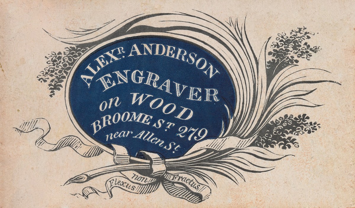 Alexr Anderson Engraver on Wood Broome St 279 near Allen St