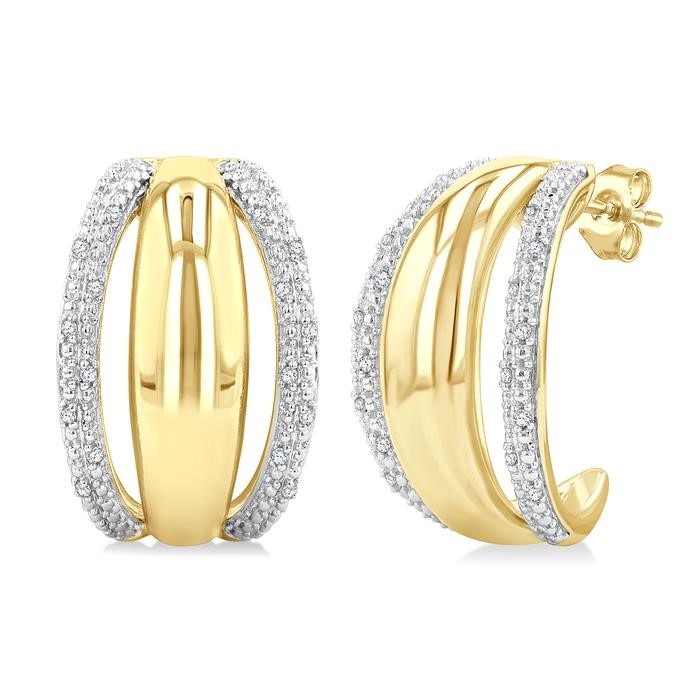 Gold Vermeil Bold Diamond Half Hoop Earrings 85878DHSSSLER-GV