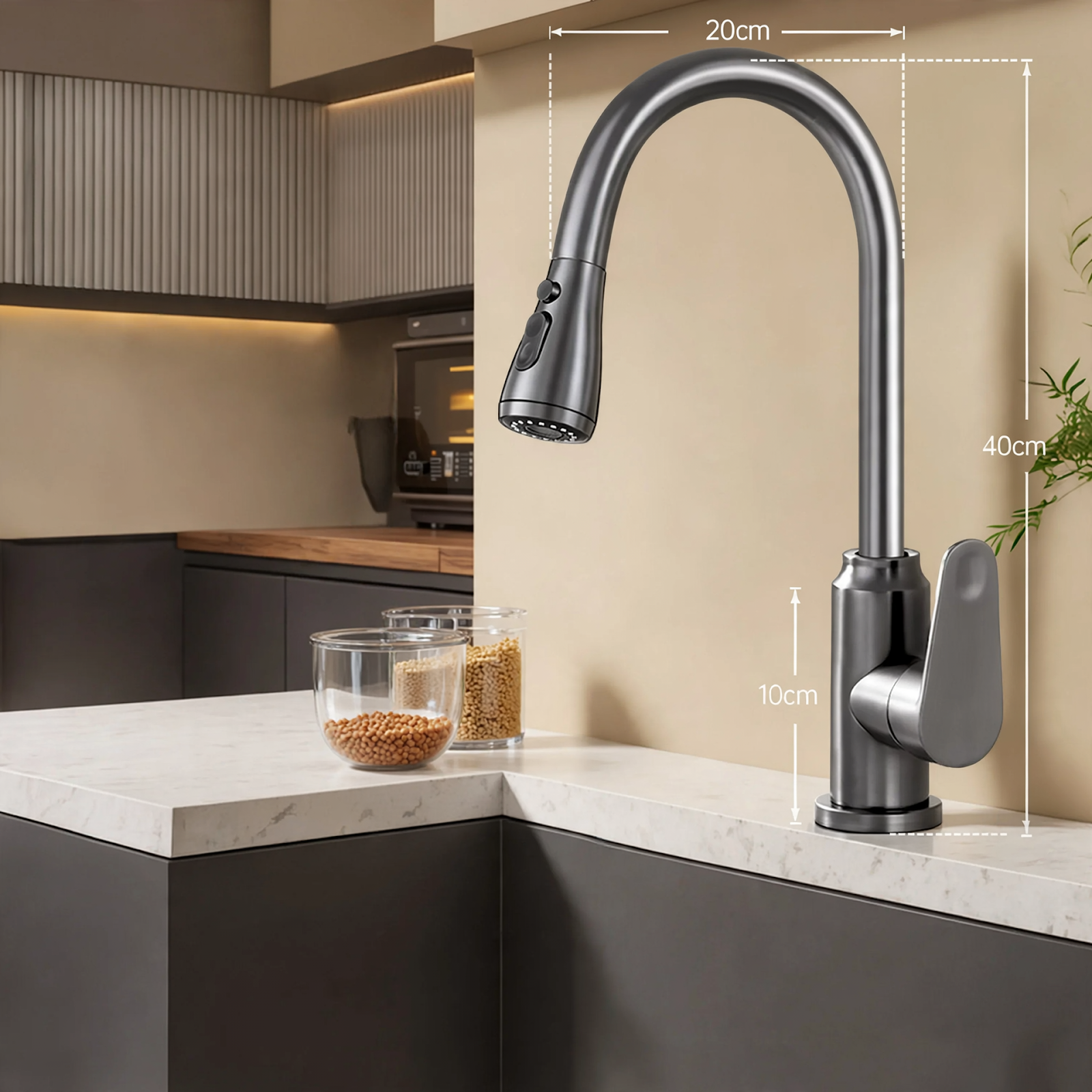Pull-out kitchen faucet with ceramic valve