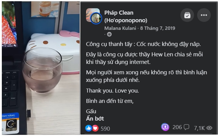 Công cụ thanh tẩy : Cốc nước không đậy nắp