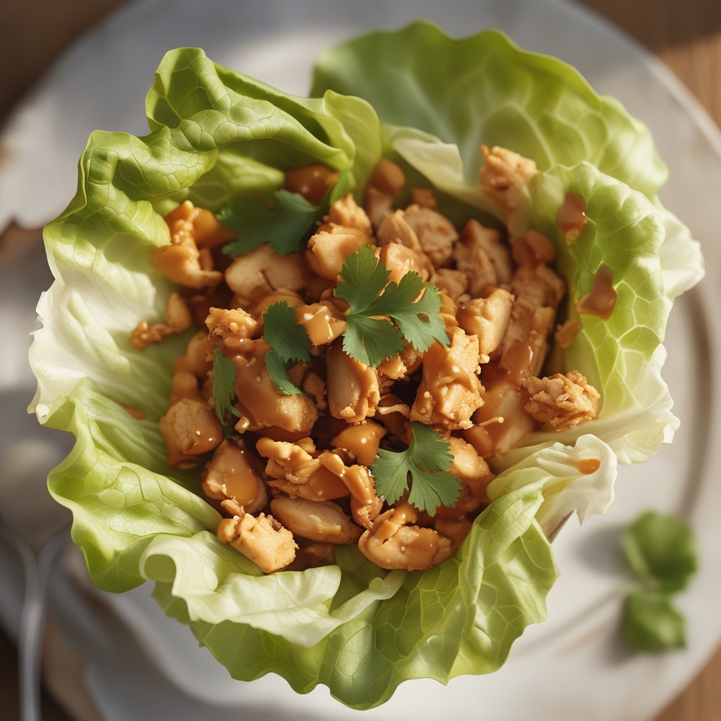 Crunchy Peanut Butter Chicken Lettuce Wraps With Cilantro Lime Slaw