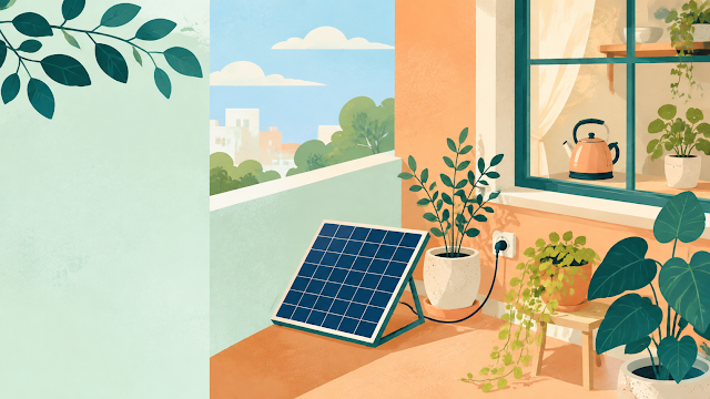 Editorial illustration for Plug-in solar panels make small-scale home solar easier to access in the UK