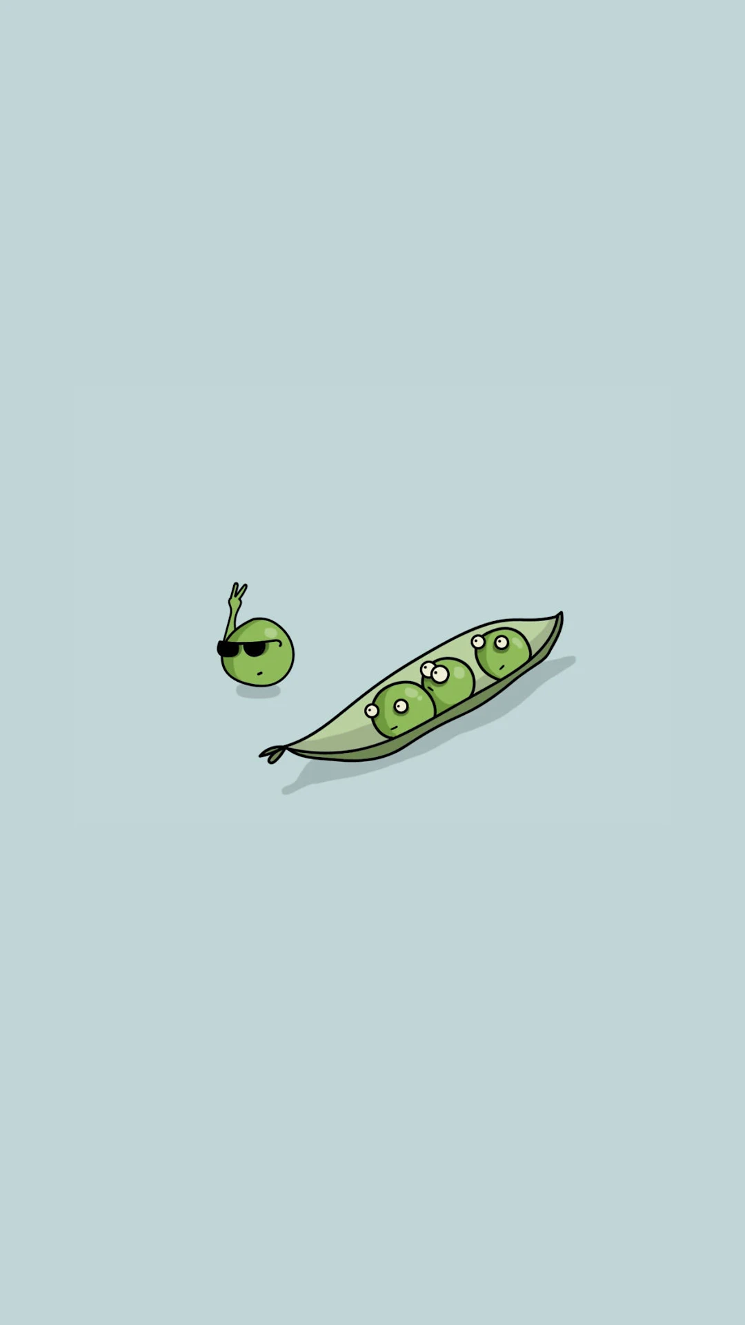 Cartoon Peas in Pod with Cool Sunglasses - Free 4K mobile Wallpaper