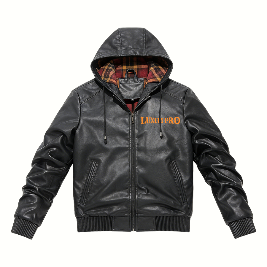2D PU Leather Hood Jacket-Colorful inside