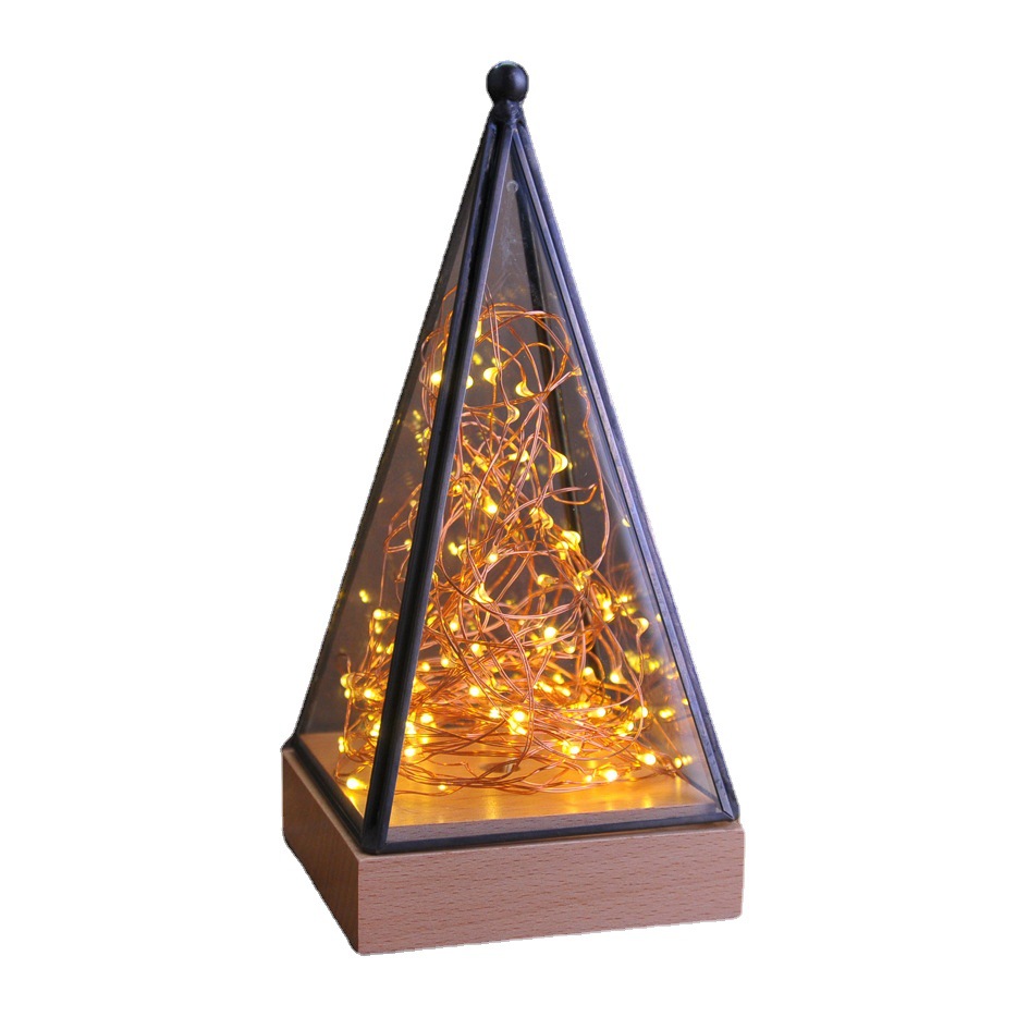 LED night light in glass dome with copper wire