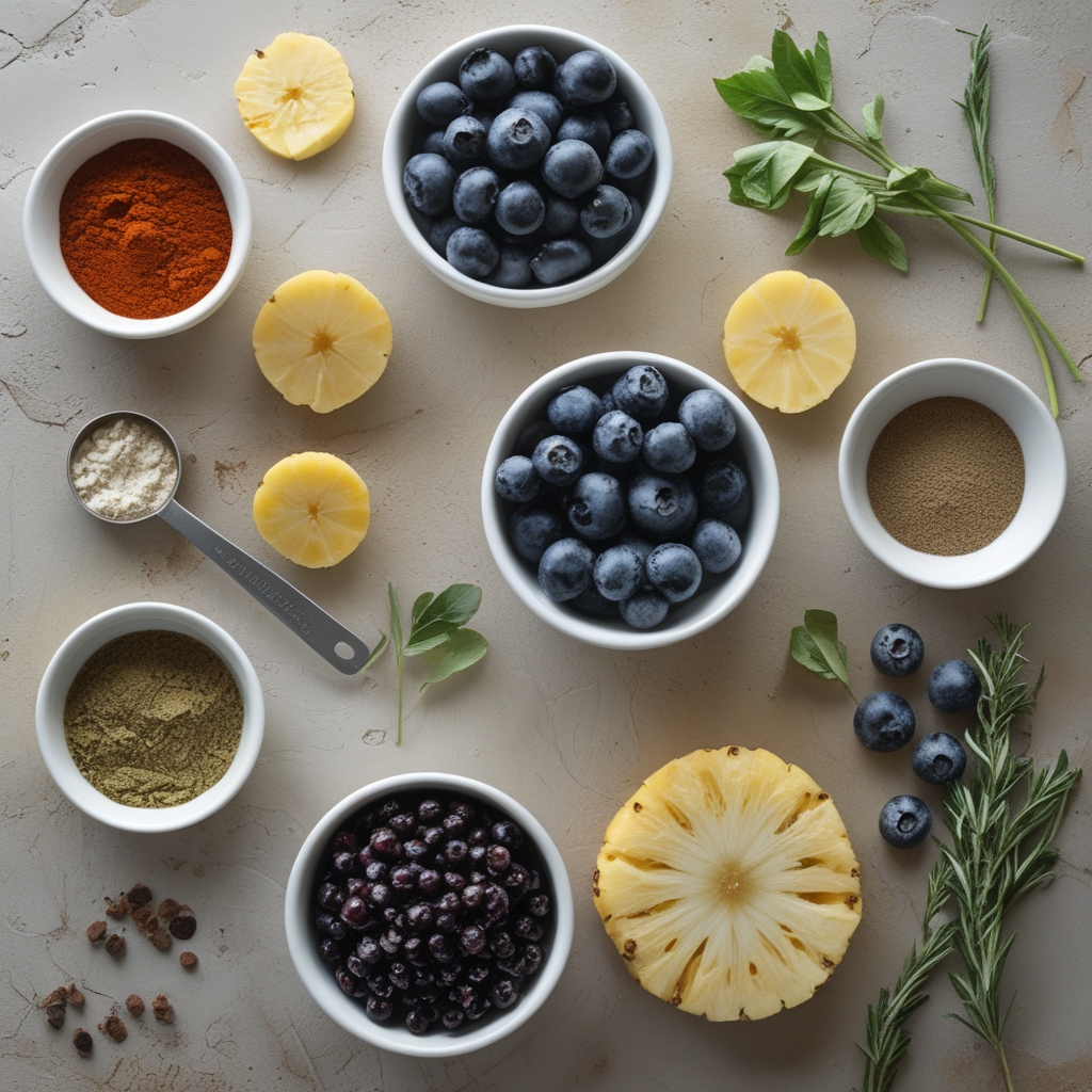 Ingredients for Refreshing Blueberry Pineapple Margarita Recipe – Easy & Homemade Tropical Cocktail