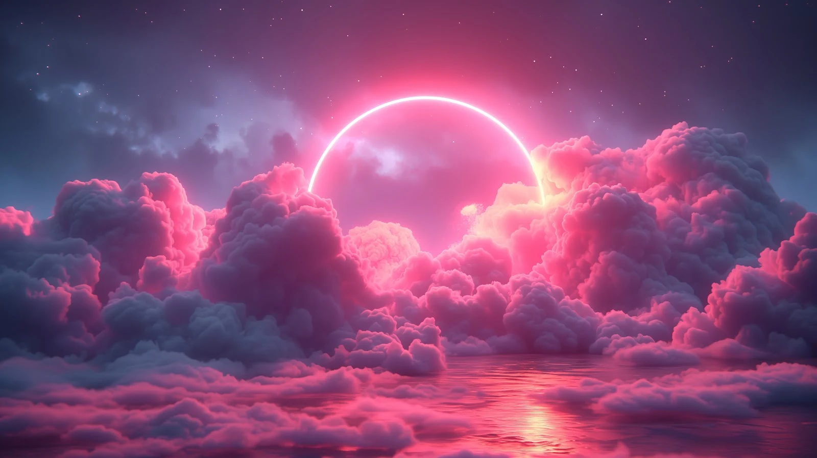 A Stunning Ai Art, Neon, Synthwave, Vaporwave, Clouds 5K Desktop and Mobile Wallpaper Background (5824x3264)