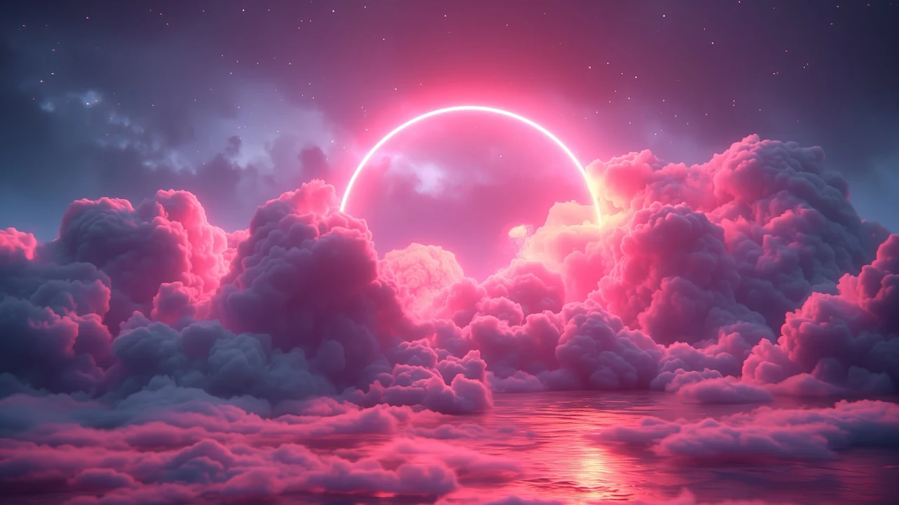 Ai Art, Neon, Synthwave, Vaporwave, Clouds 5K Desktop Wallpaper