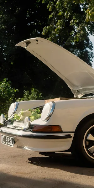 Classic White Porsche 911 Outdoors Full HD iPhone Wallpaper Background