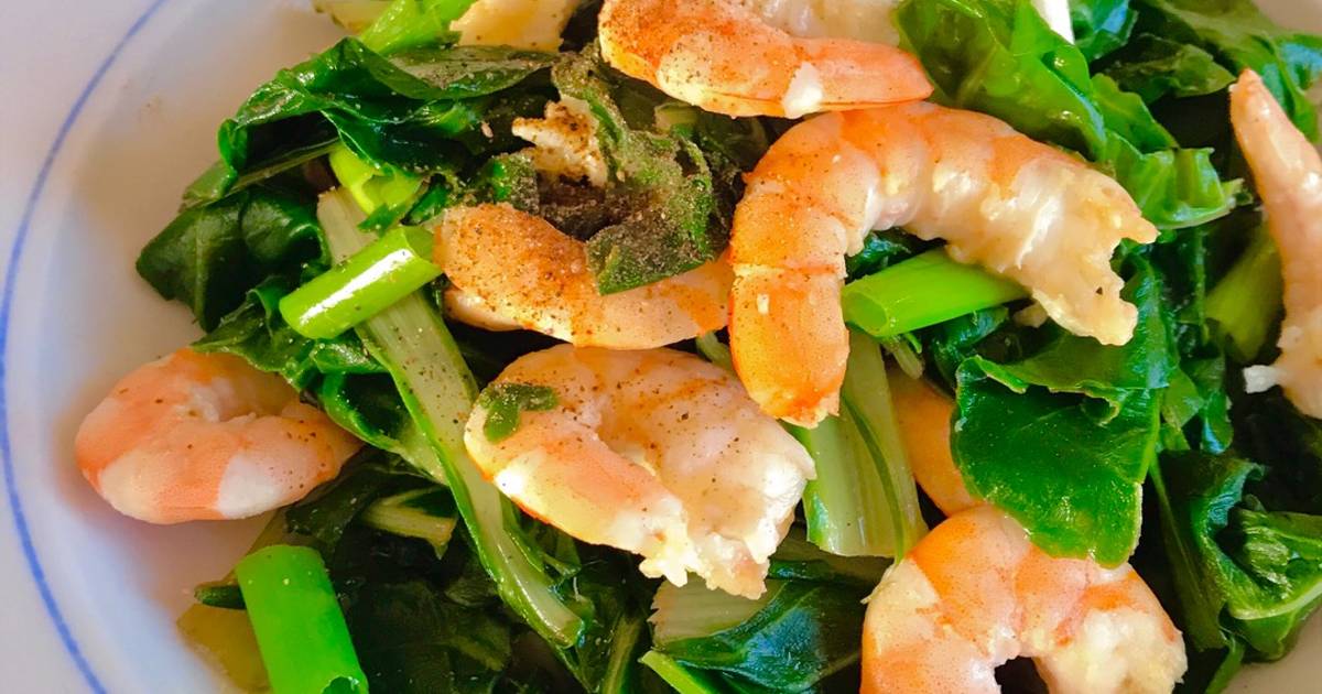 Cải Bẹ Trắng Xào Tôm Sắt