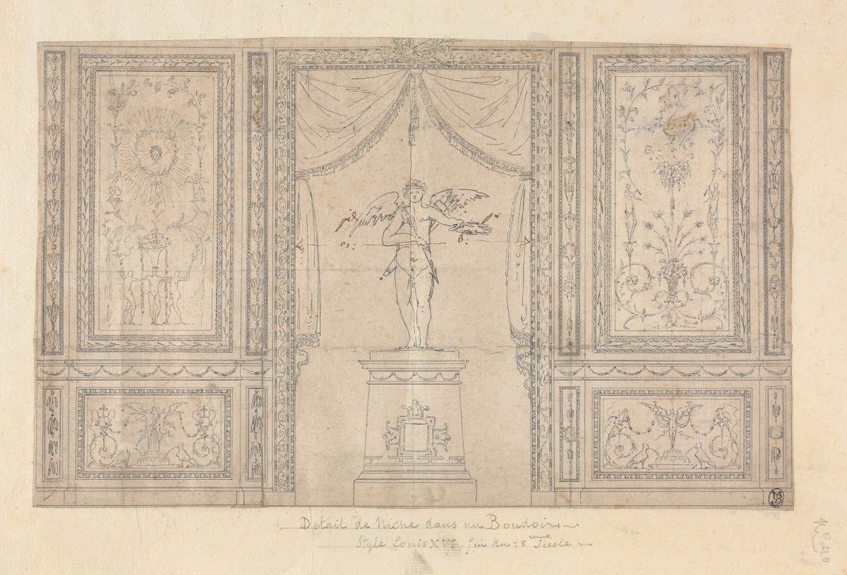 Statue Of Cupid In A Wall Niche 18th Century