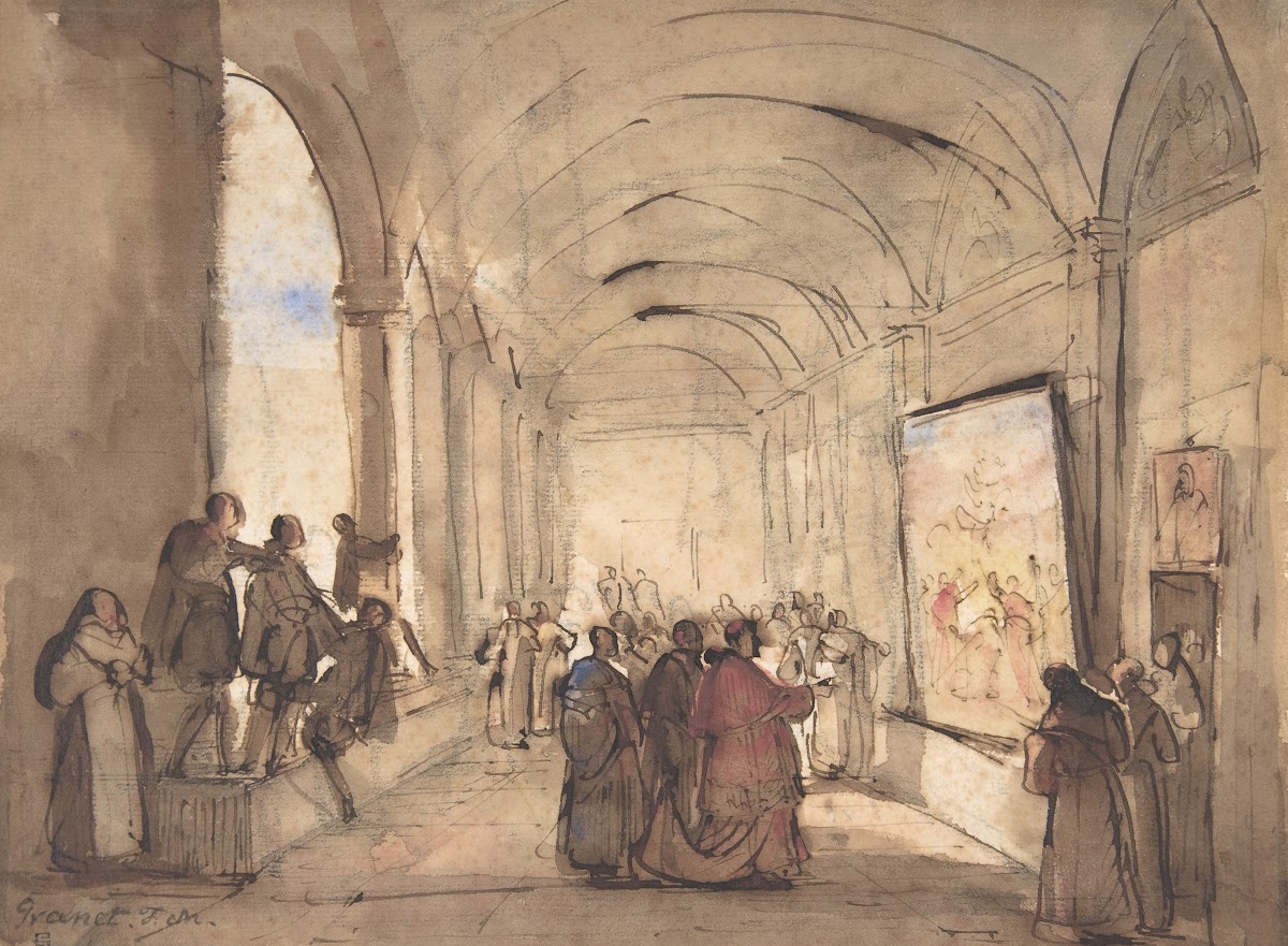 A Cardinal Examining a Painting in a Cloister first half 19th century