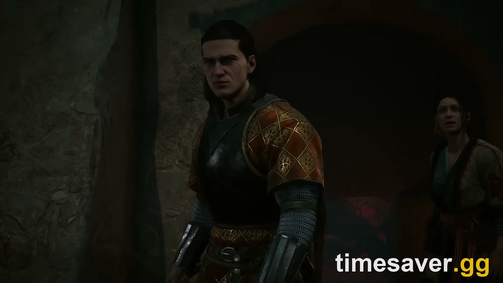 Brencis, the armored antagonist of The Blood of Dawnwalker, in the shadows of his castle