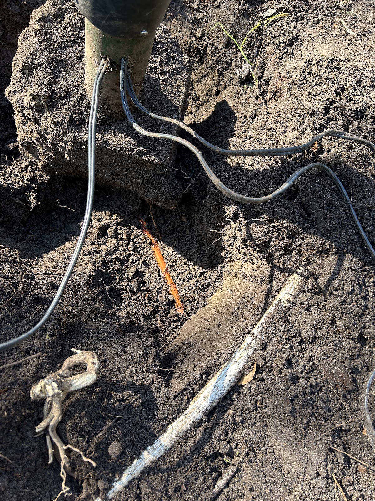 Mains line discovered, garden light relocated