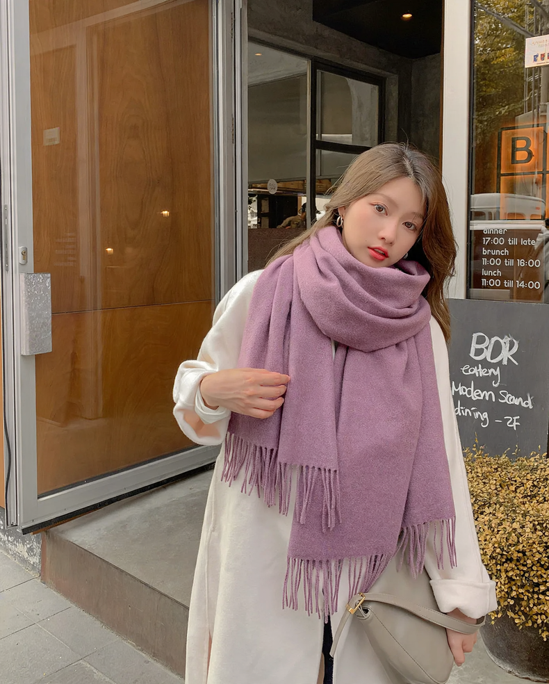 Warm wool scarf, solid color