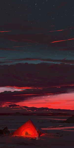 Digital Art, Sunset, Camping, Camp Full HD Wallpaper Background