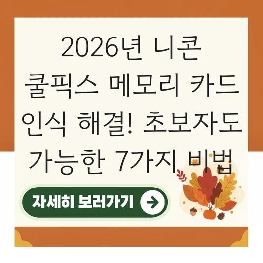 니콘 쿨픽스 소형 디지털 카메라 메모리 카드 인식 해결 대표 이미지