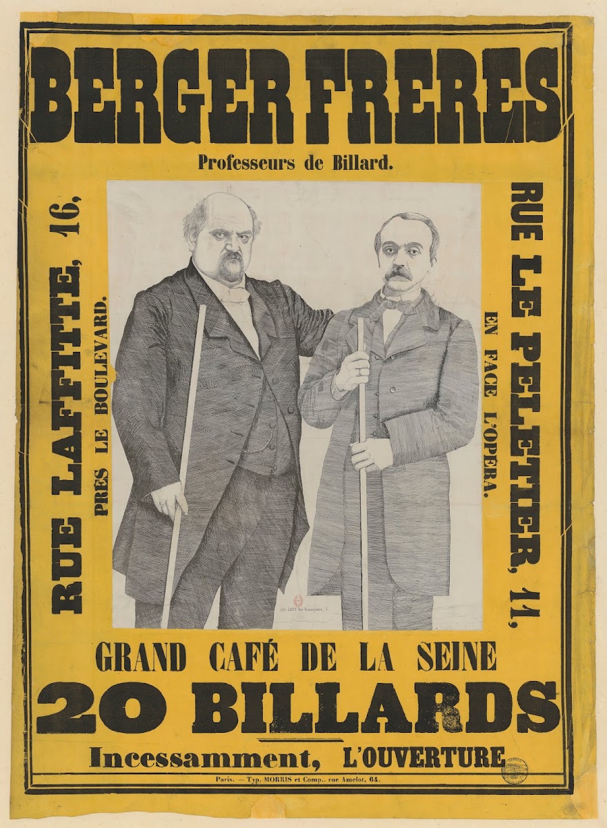 Berger frères professeurs de billard rue Le Pelletier en face lOpéra Grand café