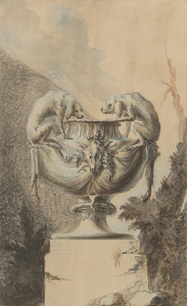 Design for a Garden Vase with Hunting Theme ca 1740