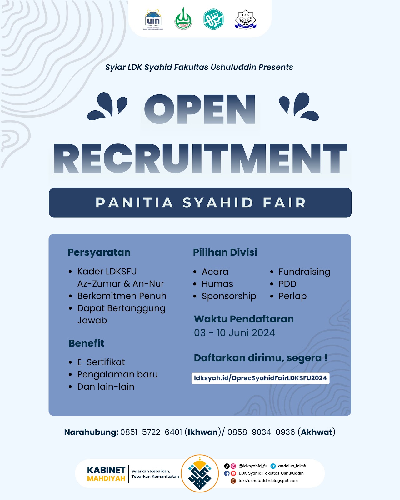 Open Recruitment Panitia Syahid Fair LDKSFU 2024