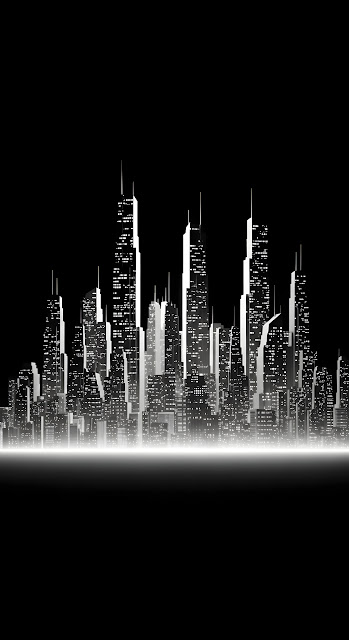 Stark Black and White Cityscape Silhouette Art - Free mobile Wallpaper