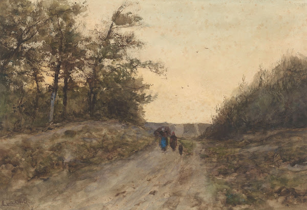 Landschap met figuren op een landweg 1874   1918