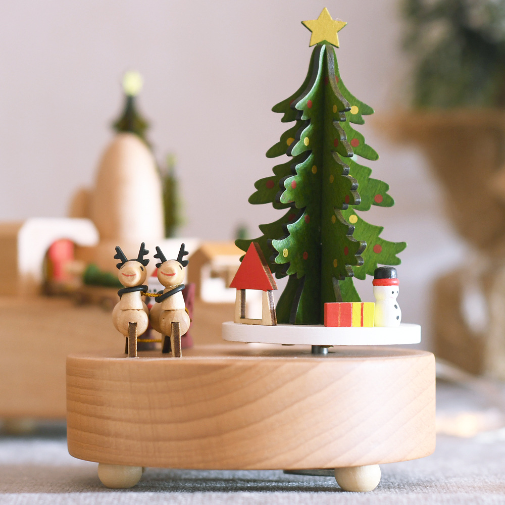 Dekorative Holz-Spieluhr für Weihnachten