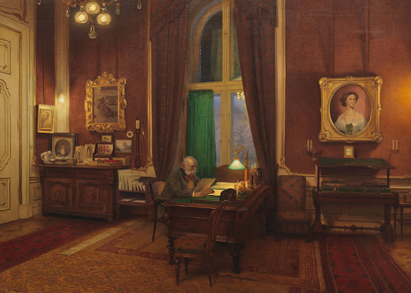Kaiser Franz Joseph I in seinem Arbeitszimmer in Schönbrunn 1916