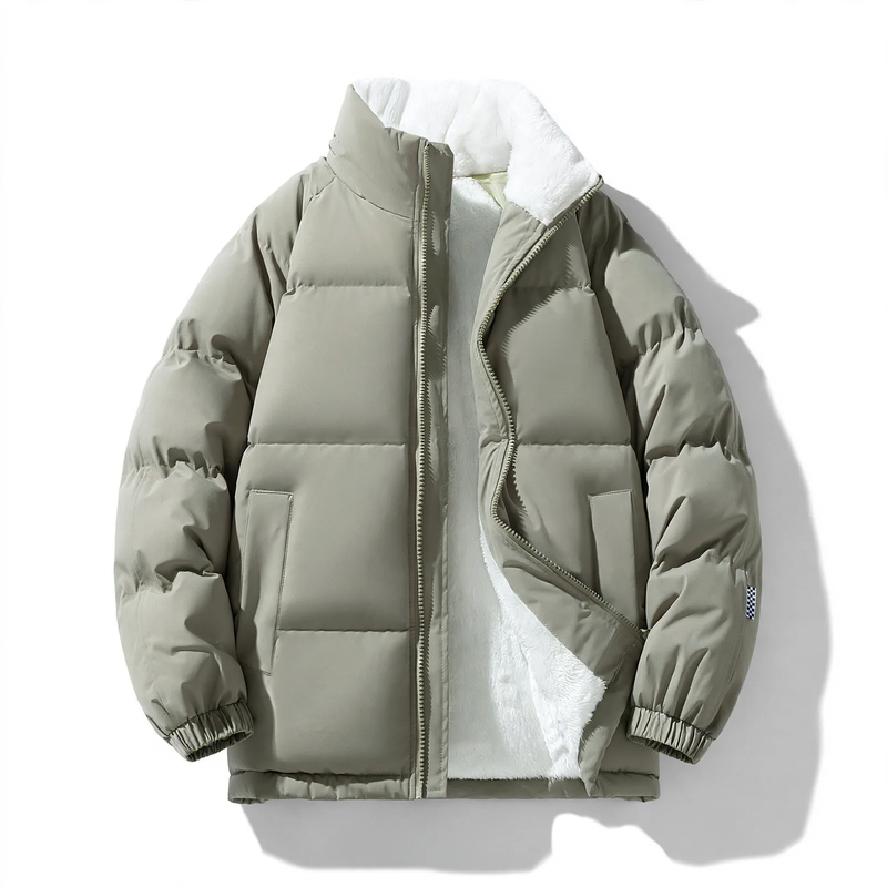 Men's Padded Jacket, Windproof, Stand-Up Collar, Loose Fit