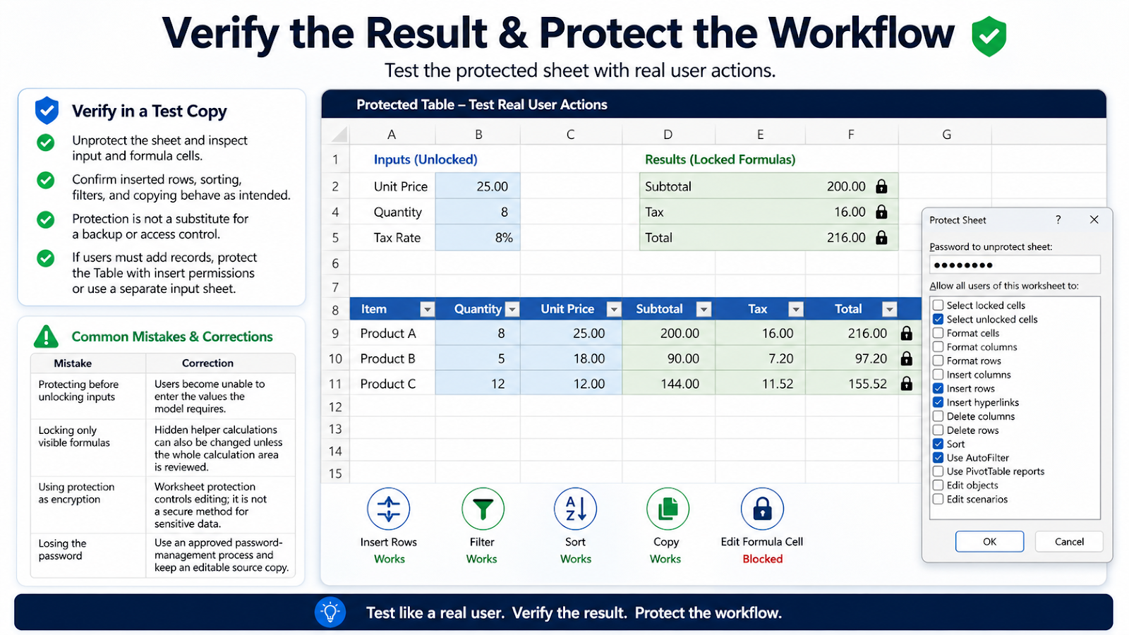 Lock Formula Cells Fast verification and final check