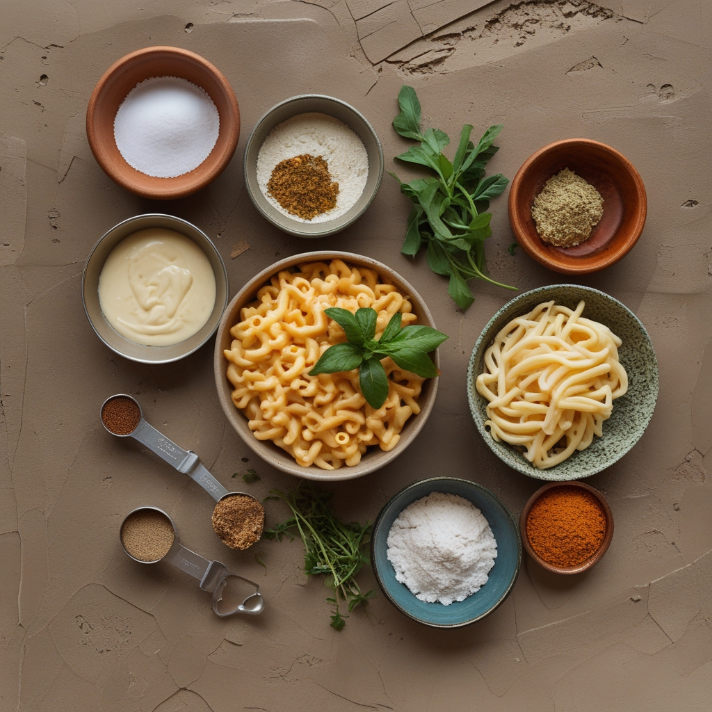 Ingredients for High-Protein Creamy Philly Cheesesteak Mac & Cheese - Easy, Comforting, and Packed with Protein