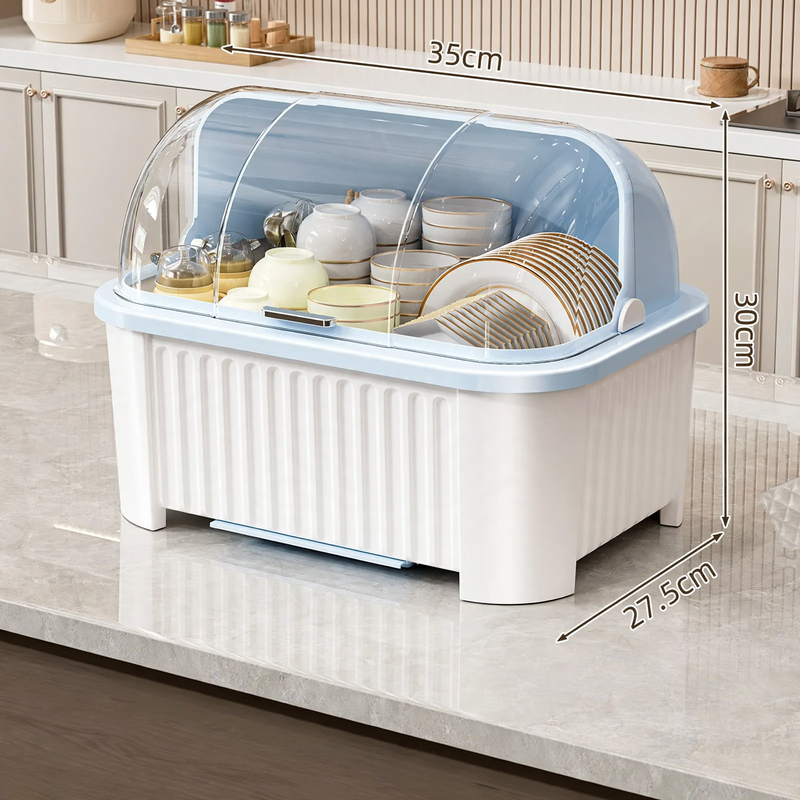 Plastic dish rack with a shelf