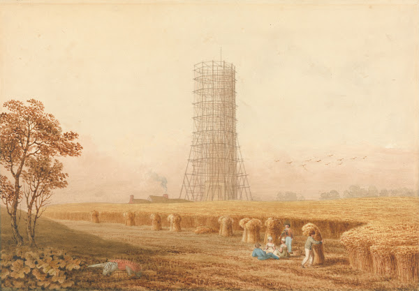 Bonapartes Column in Scafolding at Boulogne France with Harvesters in a Field 18