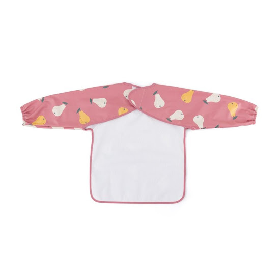 Baby bib PETITE&MARS waterproof with sleeves Ben Pink Pears