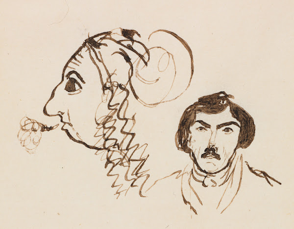 Self Portrait with Portrait of Delacroix c 1845