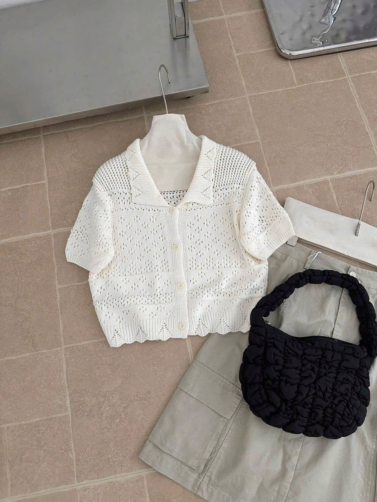 Áo len ngắn tay cổ bẻ nút XONXEN SHOP 80757 – Image 3