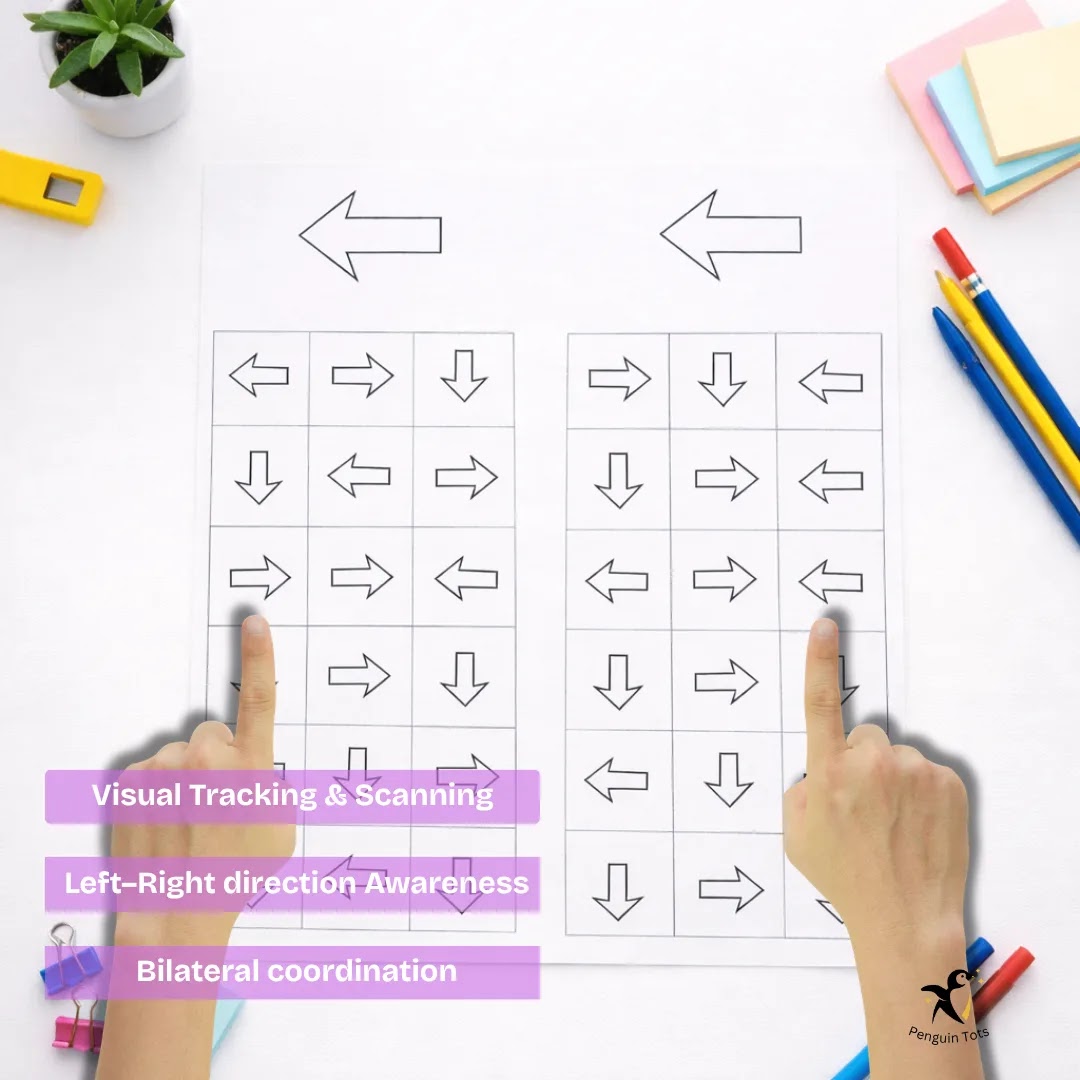Arrow Direction Tracking Activity | Visual Scanning, Bilateral Coordination & Focus