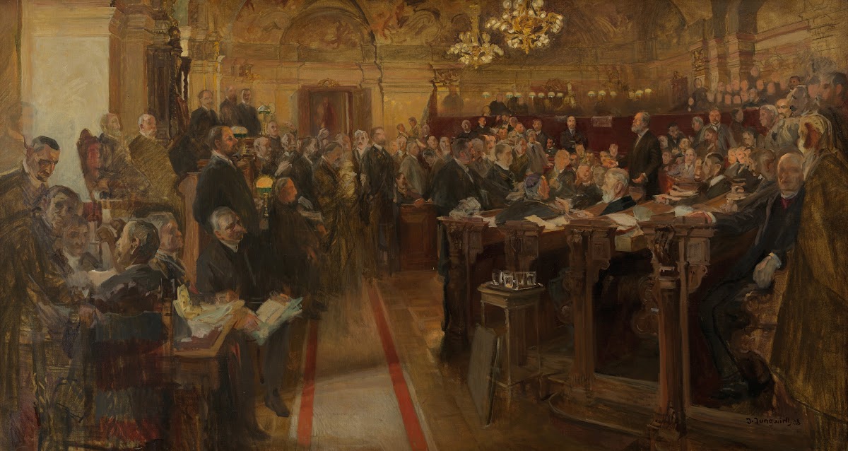 Bürgermeister Dr Karl Lueger spricht im nö Landtag 1908