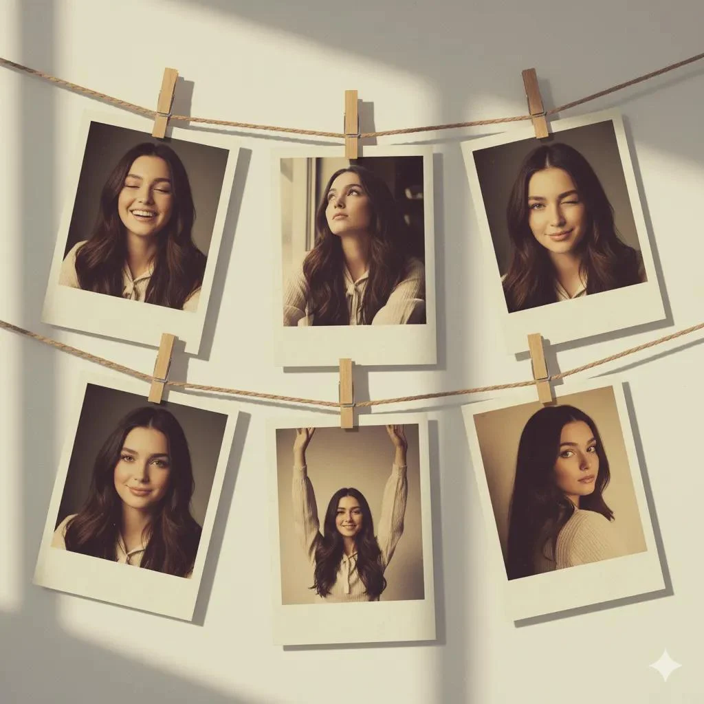 Collage artístico de fotos Polaroid antiguas