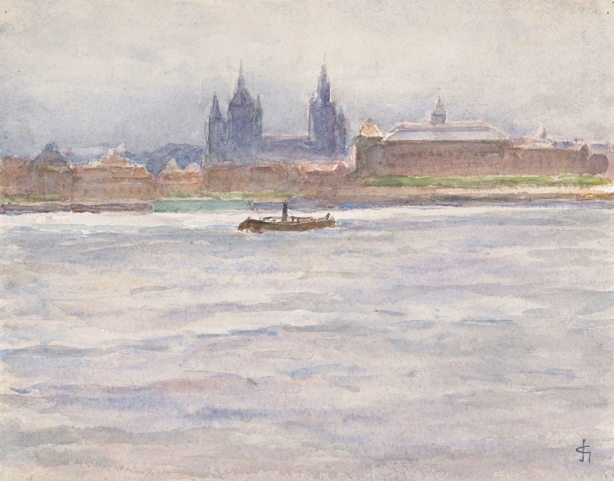 Gezicht op Mainz vanaf de rivier 1894