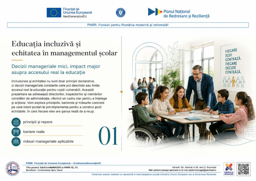 Coperta ghidului Educația incluzivă și echitatea în managementul școlar
