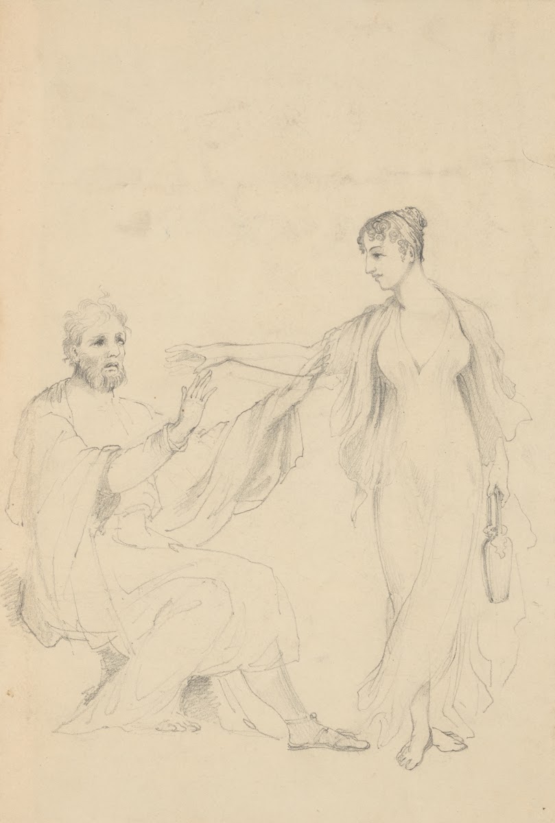 Sketch with robed figures