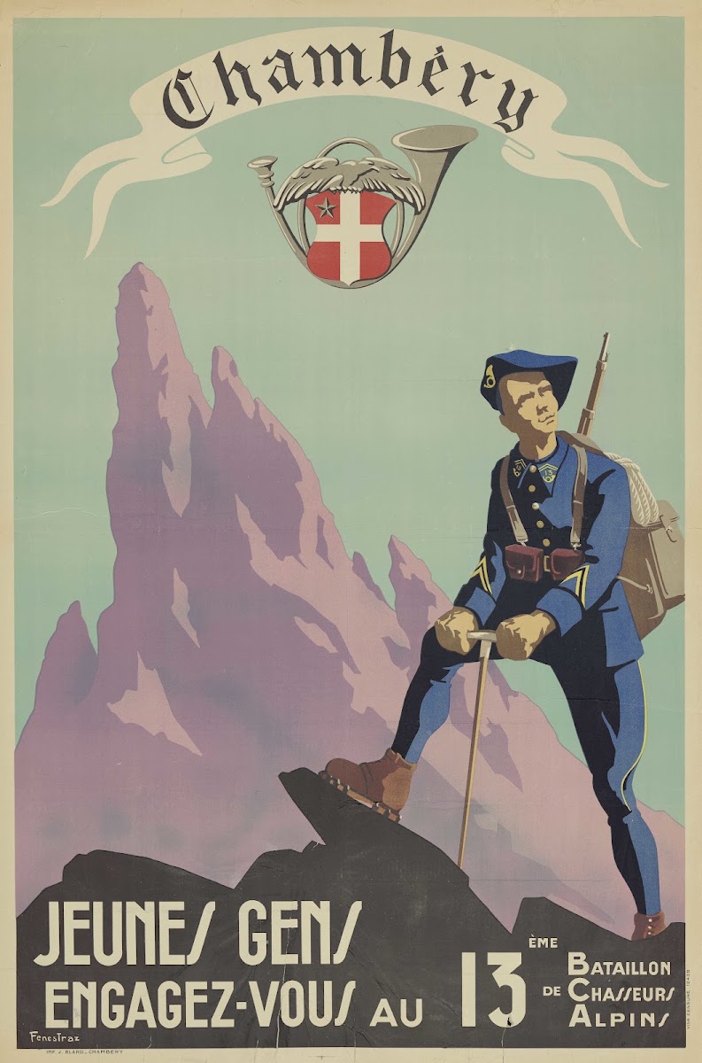 Affiche de recrutement de lArmée de Vichy  13e bataillon de chasseurs alpins de