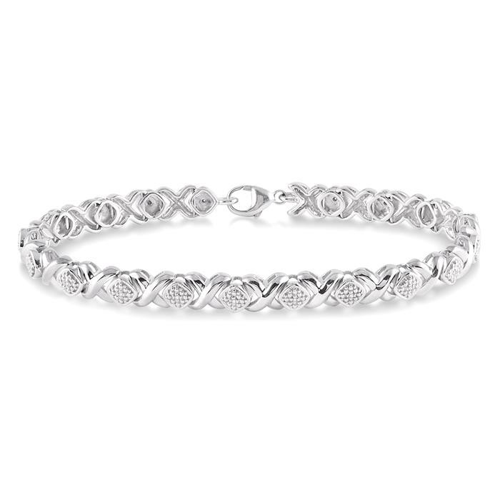 Silver 'X' Shape Diamond Bracelet