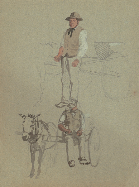 Studies of a Man and Horse Cart c 1870 1890