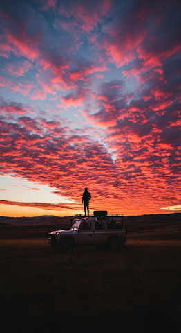 Pink Sunset Overlander Silhouette