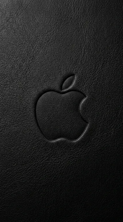 Black Leather Embossed Apple Logo