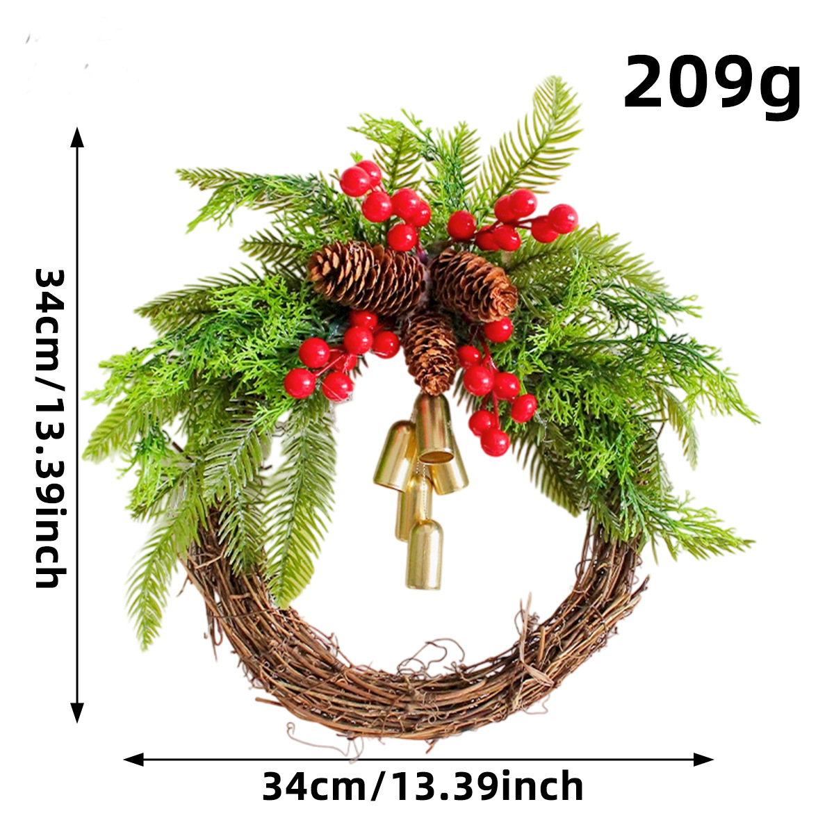 Christmas wreath with bells in country style