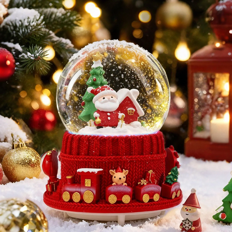Christmas snow globe with light and music