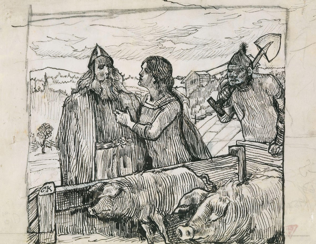 Illustrasjon til Olav Tryggvasons Saga i Snorre Sturlason Kongesagaer Kristiania